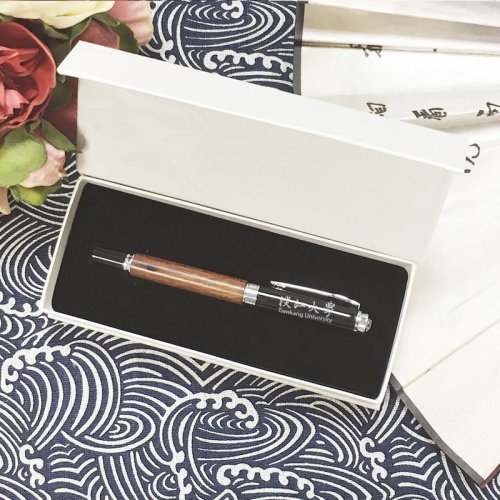 【團購商品，10個起做】TKU曜石黑鋼琴烤漆紅木鋼珠筆禮盒