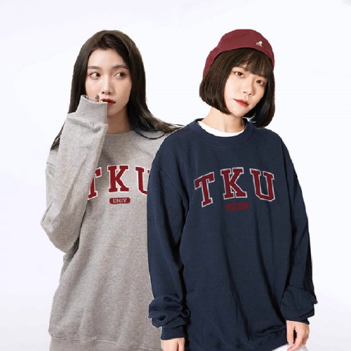 【團購商品，30件起做】TKU經典款美式大學T_灰/深藍(可混色)