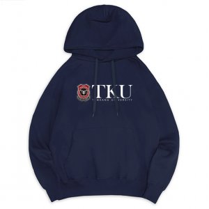 TKU冬日輕甜系落肩帽T_深藍
