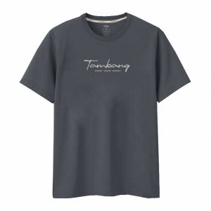 【團購商品，30件起做】手寫Tamkang純棉短T_ 星夜霧黑